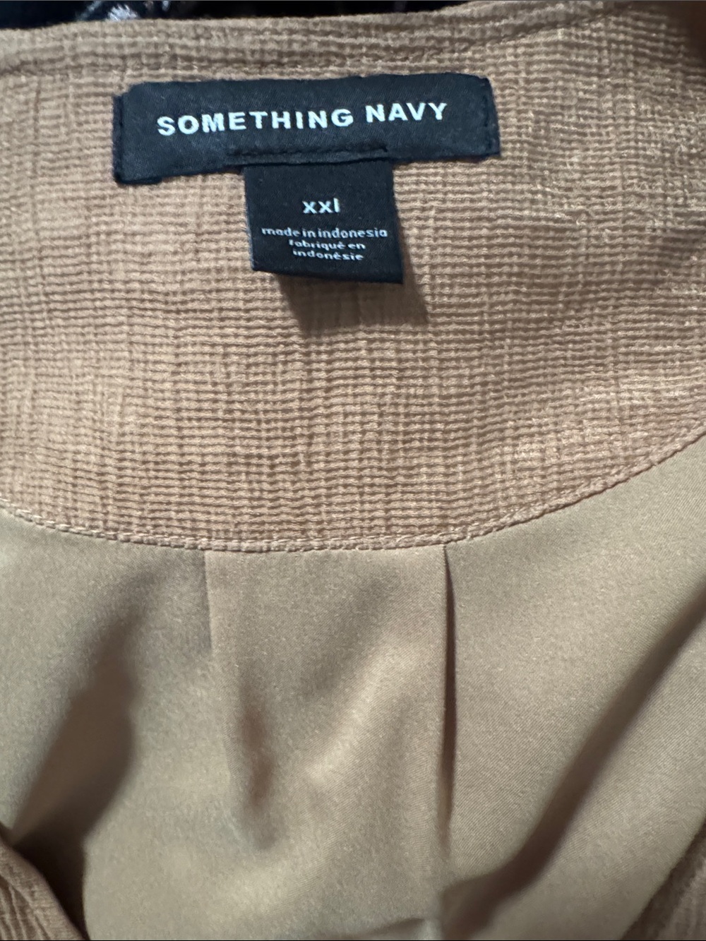 Something Navy Tan Pleated Front Blazer